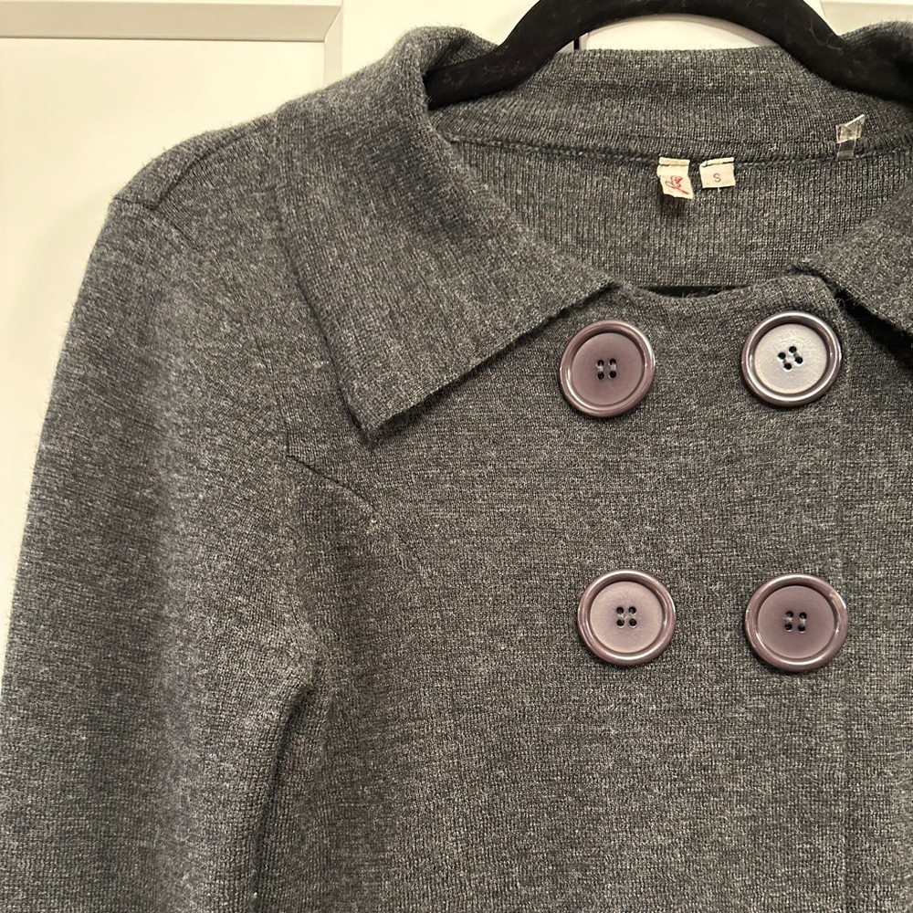 Women’s wool Joie Black/Gray Knit Cardigan with Structured Collar - Picture 5 of 7